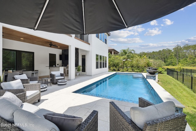 465 Deer Valley Dr, Ponte Vedra, FL 32081 - view of swimming pool with an outdoor living space, a patio, and ceiling fan