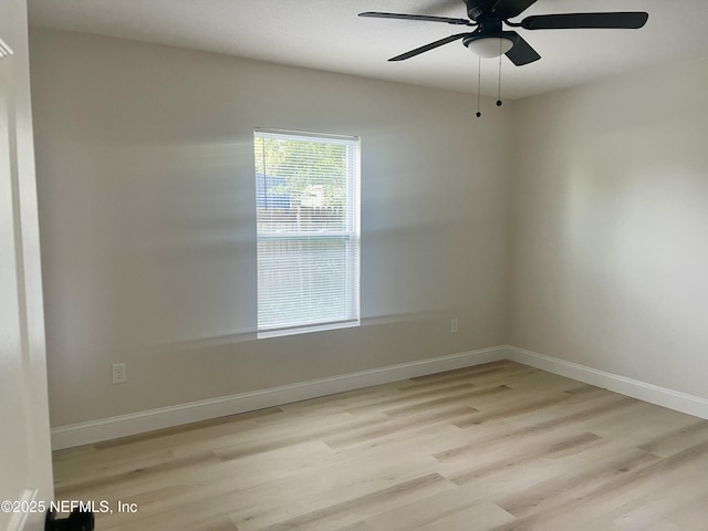 1046 Line St, Jacksonville, FL 32209 - spare room with light wood-style flooring, ceiling fan, and baseboards