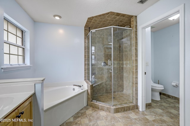 3784 Charles Green Rd, Hilliard, FL 32046 - bathroom with a bath, a shower stall, toilet, and vanity
