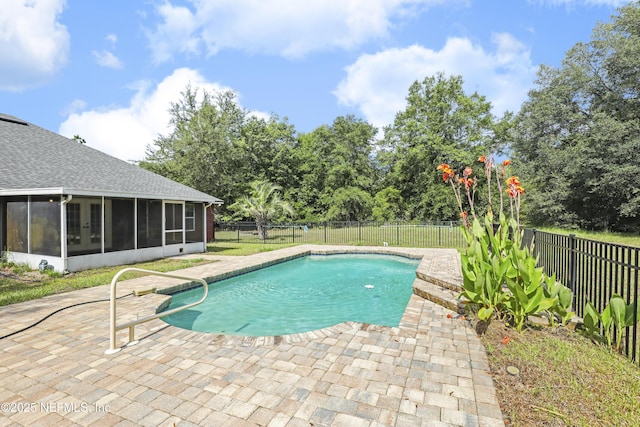 3784 Charles Green Rd, Hilliard, FL 32046 - view of pool featuring a sunroom, a patio, and a fenced backyard