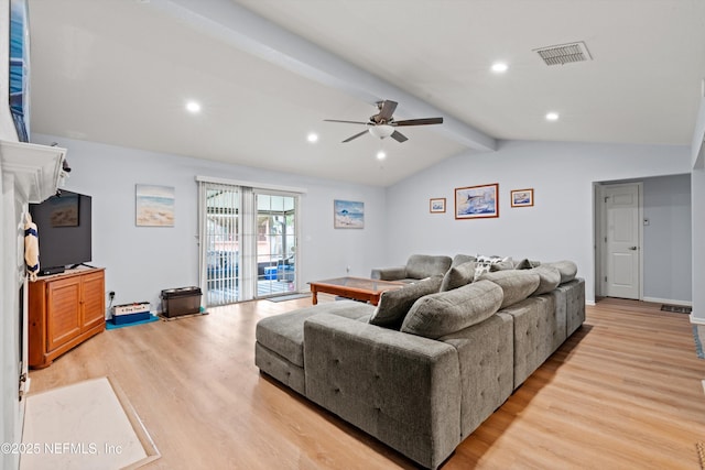 12422 Berry Patch Way, Jacksonville, FL 32225 - living room with light wood-style floors, ceiling fan, and recessed lighting