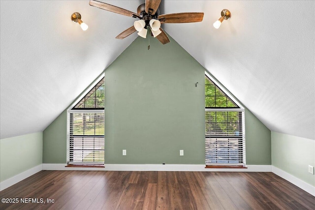 1344 Degrove Rd, Saint Johns, FL 32259 - bonus room featuring ceiling fan, wood finished floors, lofted ceiling, plenty of natural light, and a textured ceiling