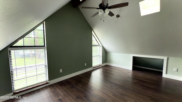 1344 Degrove Rd, Saint Johns, FL 32259 - additional living space with lofted ceiling, wood finished floors, baseboards, ceiling fan, and a textured ceiling