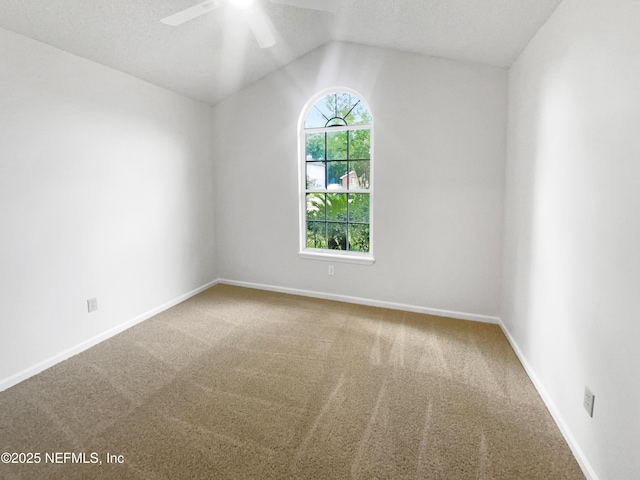 12011 Cobblestone Forest Cir S, Jacksonville, FL 32225 - unfurnished room featuring carpet flooring, ceiling fan, vaulted ceiling, and baseboards