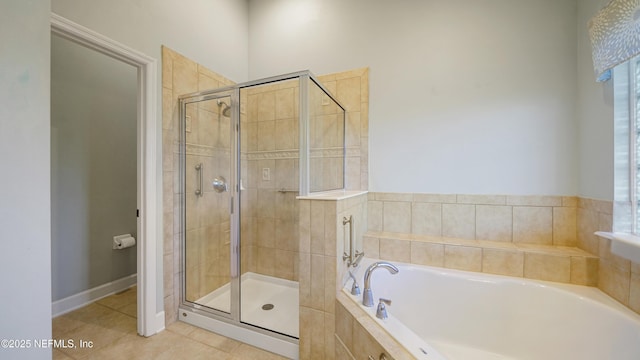 1804 Ferncreek Dr, Saint Augustine, FL 32092 - full bath featuring a garden tub, a shower stall, and tile patterned flooring