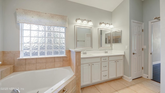 1804 Ferncreek Dr, Saint Augustine, FL 32092 - full bathroom featuring double vanity, a bath, and tile patterned floors
