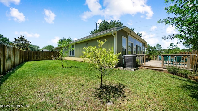 1804 Ferncreek Dr, Saint Augustine, FL 32092 - view of yard with central AC unit and a deck