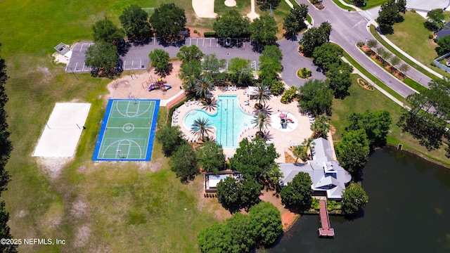 1804 Ferncreek Dr, Saint Augustine, FL 32092 - drone / aerial view of a pool area and a nearby body of water