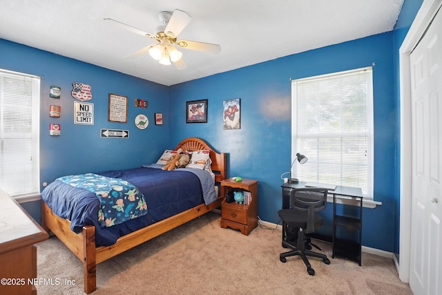 1537 Elmar Rd, Jacksonville, FL 32226 - bedroom with a closet, carpet flooring, a ceiling fan, and baseboards