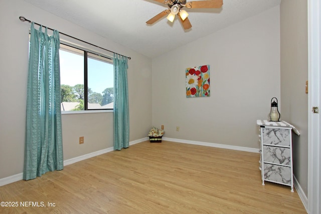 2105 Sandpiper Ct, Ponte Vedra Beach, FL 32082 - spare room featuring light wood finished floors, lofted ceiling, a ceiling fan, and baseboards