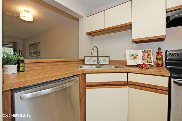 2105 Sandpiper Ct, Ponte Vedra Beach, FL 32082 - kitchen with dishwasher, a sink, electric range, extractor fan, and white cabinetry