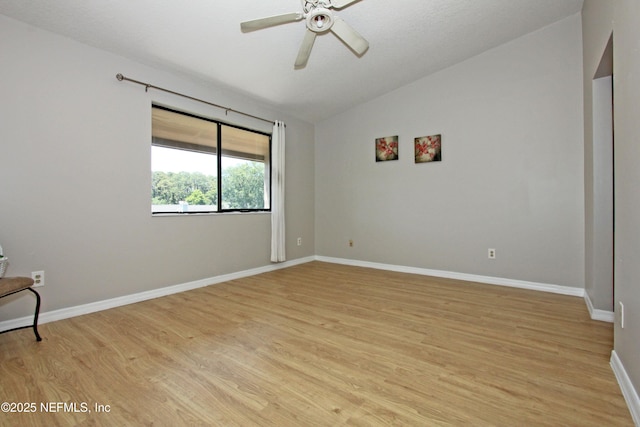2105 Sandpiper Ct, Ponte Vedra Beach, FL 32082 - empty room with lofted ceiling, light wood-style flooring, baseboards, and ceiling fan