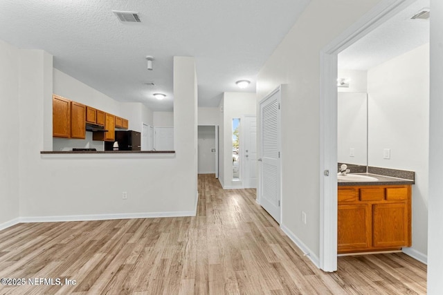 4778 Playpen Dr, Jacksonville, FL 32210 - unfurnished living room with light wood finished floors, a sink, and baseboards