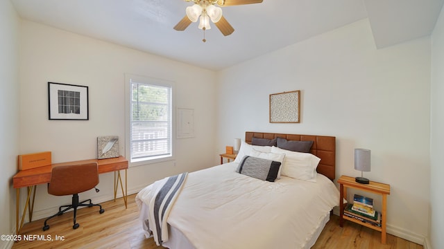 119 Moore St, Saint Augustine, FL 32084 - bedroom with wood finished floors, baseboards, and ceiling fan