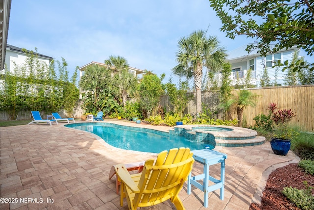 211 Tenth St, Saint Augustine, FL 32084 - view of pool with a patio, a fenced backyard, and a pool with connected hot tub