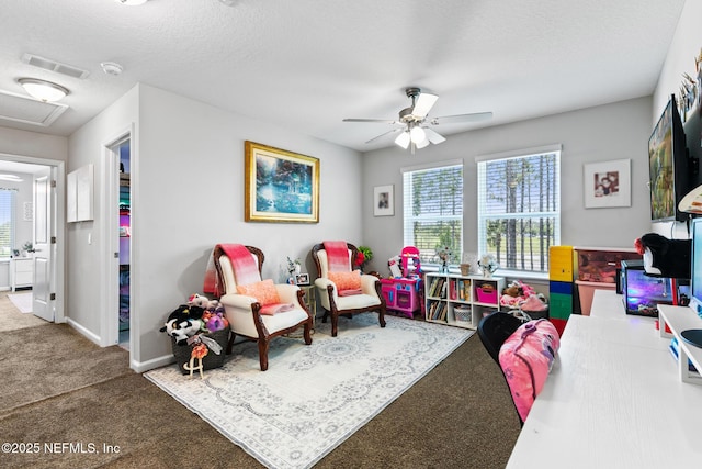 11286 Minnetta Ct, Jacksonville, FL 32256 - recreation room with carpet flooring, ceiling fan, and baseboards