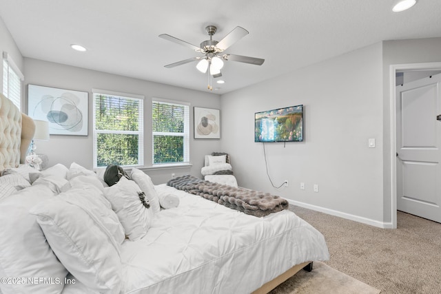 11286 Minnetta Ct, Jacksonville, FL 32256 - carpeted bedroom with multiple windows, baseboards, a ceiling fan, and recessed lighting