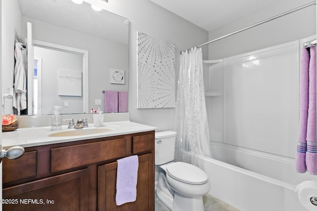 11286 Minnetta Ct, Jacksonville, FL 32256 - bathroom with toilet, vanity, shower / tub combo, and tile patterned flooring