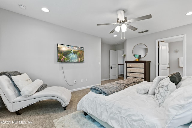 11286 Minnetta Ct, Jacksonville, FL 32256 - carpeted bedroom featuring baseboards, recessed lighting, and a ceiling fan