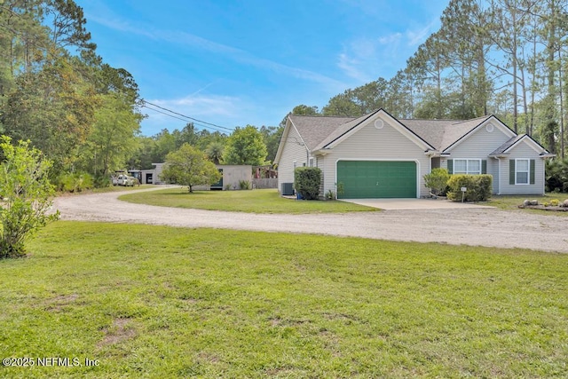 7041 Catlett Rd, Saint Augustine, FL 32095 - view of home's exterior featuring driveway, an attached garage, a yard, and central air condition unit