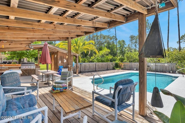 7041 Catlett Rd, Saint Augustine, FL 32095 - view of pool featuring a fenced backyard, a deck, and area for grilling