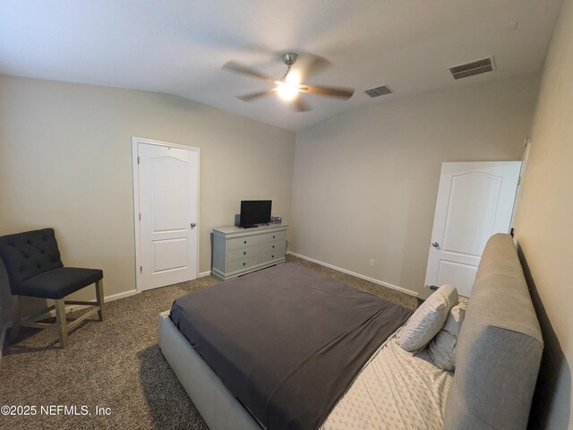 12429 Pecan Hickory Ct, Jacksonville, FL 32226 - bedroom featuring vaulted ceiling, carpet flooring, baseboards, and ceiling fan