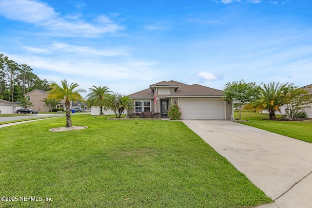 380 Crescent Key Dr, Saint Augustine, FL 32086 - view of front of house with concrete driveway, a front lawn, and a garage