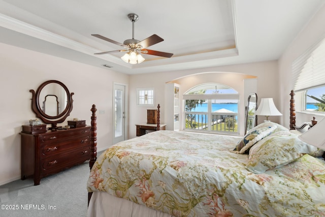 4333 Seminole St, Starke, FL 32091 - bedroom featuring light colored carpet, a raised ceiling, and ceiling fan