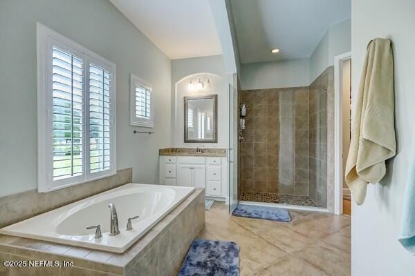 167 Royal Lake Dr, Ponte Vedra, FL 32081 - full bath with a shower stall, a bath, vanity, and tile patterned flooring