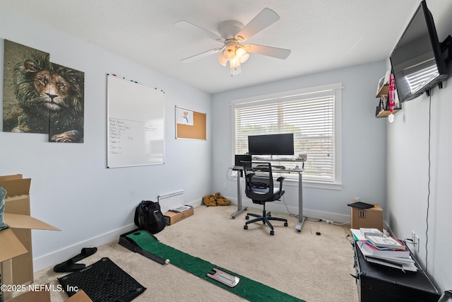 622 2nd Ave N, Jacksonville Beach, FL 32250 - home office with ceiling fan, carpet floors, and baseboards