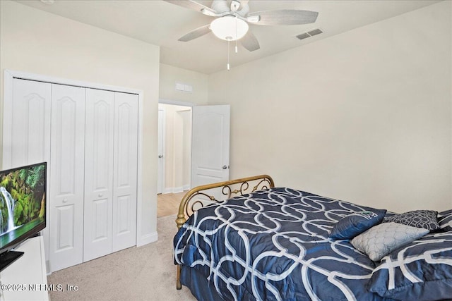 2629 Cold Stream Ln, Green Cove Springs, FL 32043 - bedroom with carpet flooring, a closet, and ceiling fan