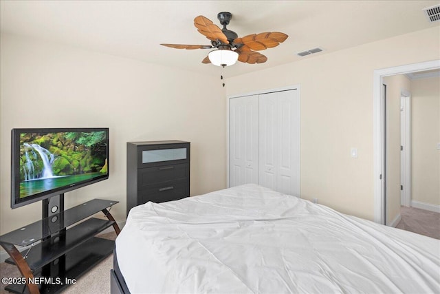 2629 Cold Stream Ln, Green Cove Springs, FL 32043 - bedroom with carpet flooring, a closet, and ceiling fan