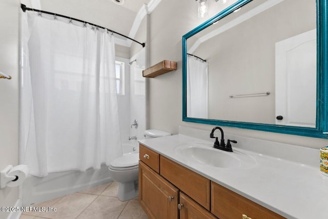 1759 Rising Oaks Dr, Jacksonville, FL 32223 - full bathroom featuring vanity, toilet, shower / bath combination with curtain, and tile patterned flooring