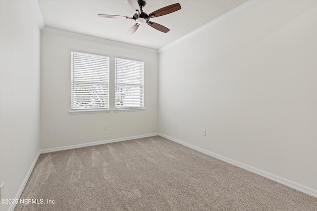 109 Sweet Pine Trl, Ponte Vedra, FL 32081 - empty room featuring light colored carpet, a ceiling fan, crown molding, and baseboards