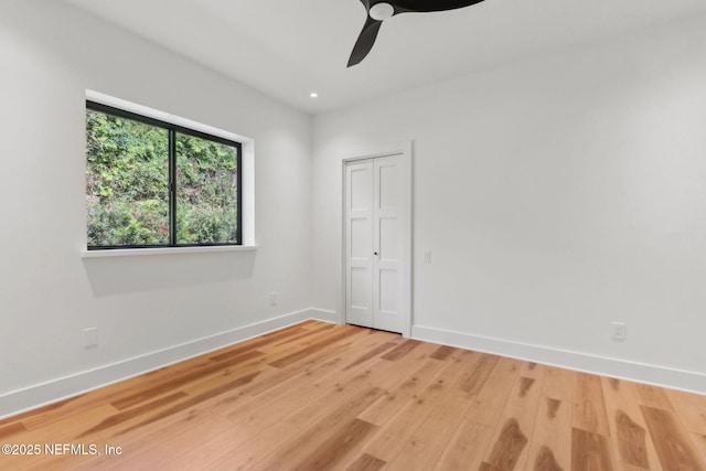 95544 Wilder Blvd, Fernandina Beach, FL 32034 - unfurnished room featuring light wood-style flooring, baseboards, ceiling fan, and recessed lighting