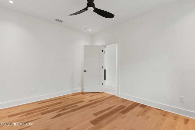 95544 Wilder Blvd, Fernandina Beach, FL 32034 - unfurnished room featuring a ceiling fan, light wood-style floors, baseboards, and recessed lighting