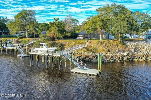 95544 Wilder Blvd, Fernandina Beach, FL 32034 - dock featuring a water view and stairs