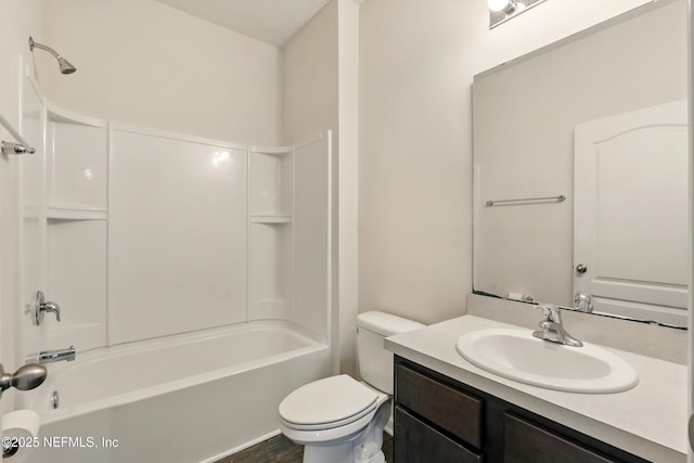 3238 Little Fawn Ln, Green Cove Springs, FL 32137 - bathroom with vanity, toilet, shower / bathtub combination, and wood finished floors