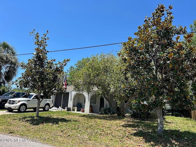 8523 Lafitte Dr, Hudson, FL 34667 - view of property hidden behind natural elements featuring a front lawn