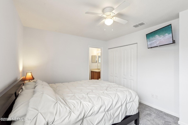 236 Servia Dr, Saint Johns, FL 32259 - bedroom with a closet, carpet floors, baseboards, and ceiling fan