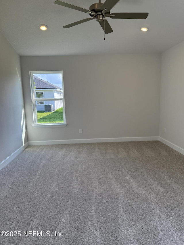 8322 Helmsley Blvd, Jacksonville, FL 32219 - empty room with carpet floors, recessed lighting, ceiling fan, and baseboards