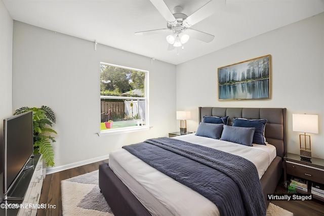 528 Sparrow Branch Cir, Saint Johns, FL 32259 - bedroom featuring wood finished floors, baseboards, and ceiling fan