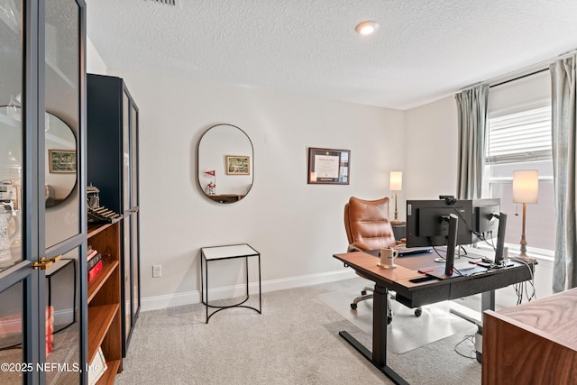 571 Meadow Creek Dr, Saint Johns, FL 32259 - office area featuring a textured ceiling, carpet floors, and baseboards