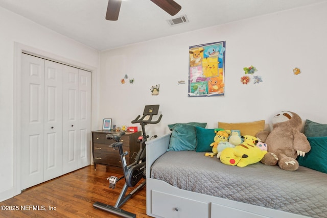 4241 Lexington Ave, Jacksonville, FL 32210 - bedroom with a closet, wood finished floors, and ceiling fan