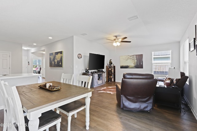 836 Cove St, Green Cove Springs, FL 32043 - dining space with a ceiling fan, plenty of natural light, wood finished floors, baseboards, and recessed lighting