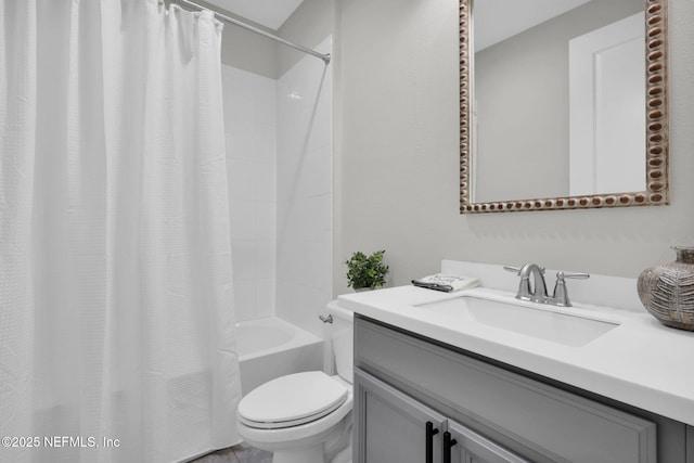 91 Rockhurst Trl, Jacksonville, FL 32081 - bathroom with vanity, toilet, and shower / bathtub combination with curtain