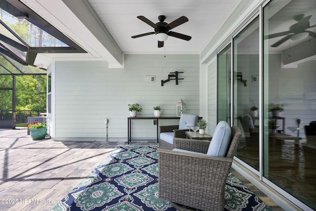 91 Rockhurst Trl, Jacksonville, FL 32081 - view of patio with ceiling fan and a lanai