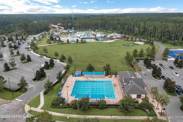 91 Rockhurst Trl, Jacksonville, FL 32081 - bird's eye view of a heavily wooded area and a pool