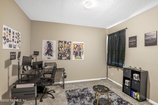 54 Pepperpike Way, Saint Augustine, FL 32092 - carpeted home office featuring a textured ceiling and baseboards