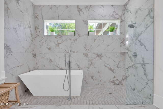 2790 Joe Ashton Rd, Saint Augustine, FL 32092 - full bath with a freestanding tub and a marble finish shower